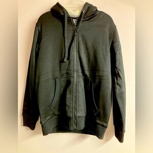 Men’s Zipper Front Tie Hoodie, Medium, Black/White, NWT